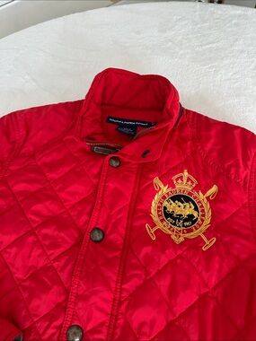 Ralph Lauren Womens Medium Red Quilted Crest Jacket
